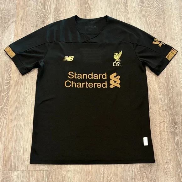 Liverpool FC Jersey Mens Medium Black Gold New Balance Bob Paisley Futbol Soccer - Picture 2 of 8